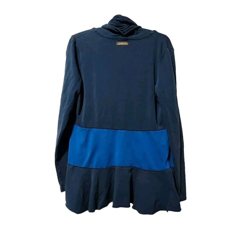 Matilda Jane Sweater Women S Blue Open Front Cardigan Roll Hem Long Sleeve